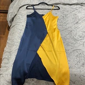 Blue and Gold Color Block Dress